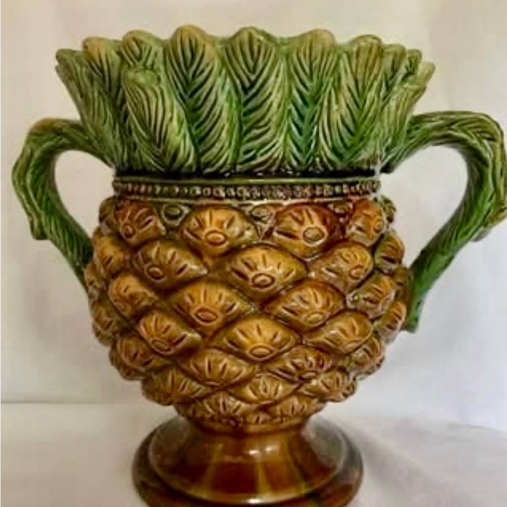 *Rare Find* Vintage Pineapple Vase, Hand Made and Hand Painted